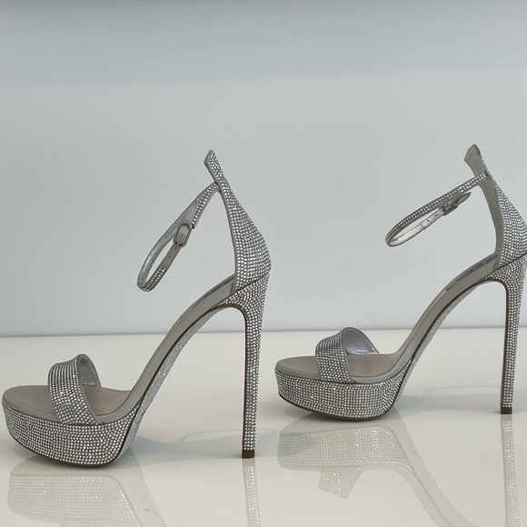 RENE CAOVILLA SILVER CRYSTAL PLATFORM SANDALS SIZE US 7.5 / IT 37.5 NIB! - Picture 11 of 17